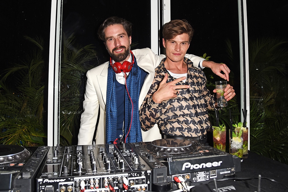 CANNES, FRANCE - MAY 20:  Jack Guinness (L) and Oliver Cheshire attend the Chopard, Annabel's in Cannes party at the Martinez Hotel on May 20, 2015 in Cannes, France.   Pic Credit: Dave Benett