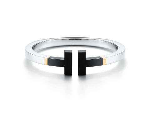 Tiffany&Co. Браслет T — чёрная керамика